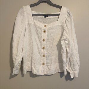 J. Crew White Linen Top Size L NWOT